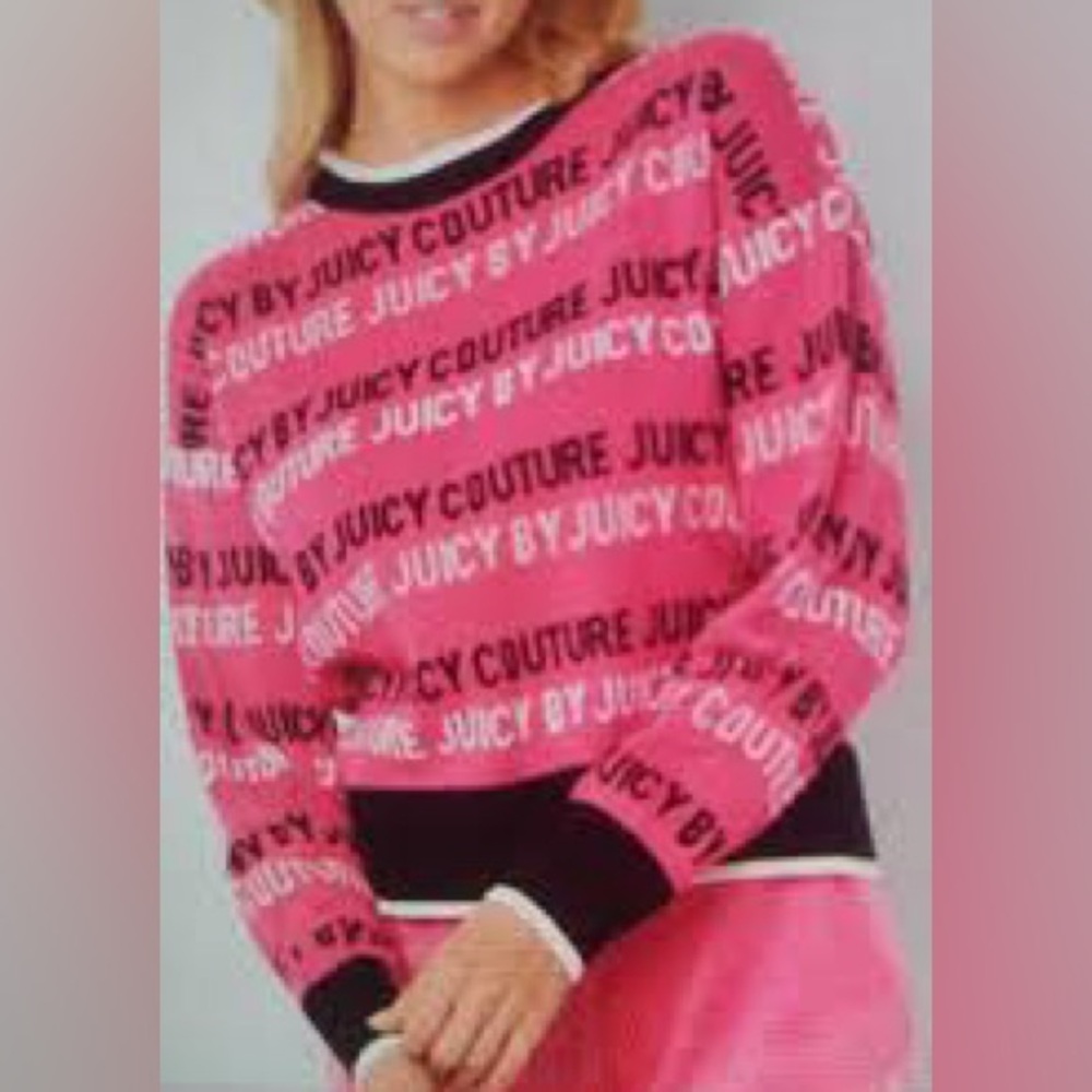 Juicy Black and Pink Crewneck Sweater Size Large